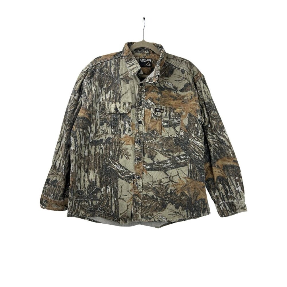 Realtree-Inspired Camouflage Button-Down Shirt Jacket - Brown/Green